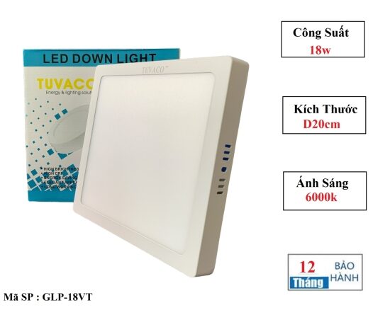 đèn ốp trần vuông 18w